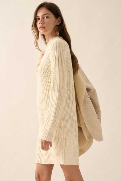 Solid Knit Mini Sweater Dress