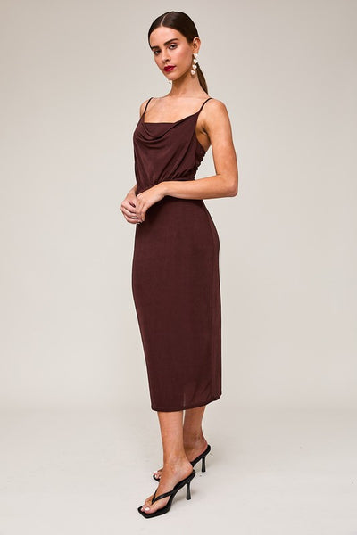 Cowl Neck Bodycon Midi Dress