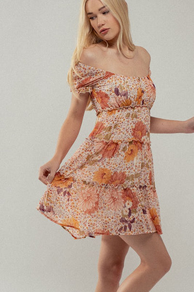 Sunset Bloom Tiered Dress