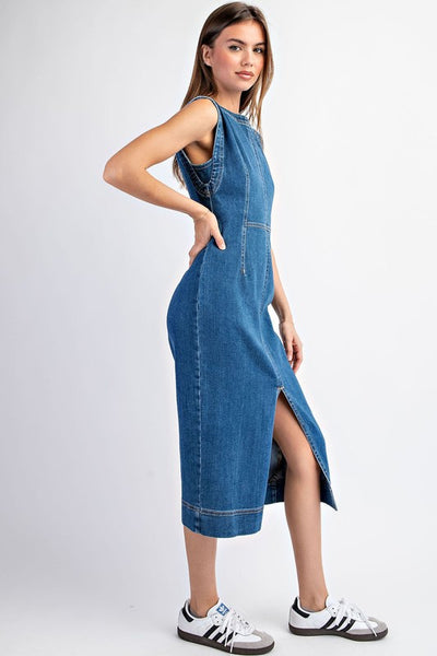 Sleeveless Denim Midi Dress