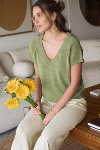 Knit V Neck Sweater Top