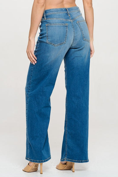 Medium Light High Rise Wide Leg Jeans