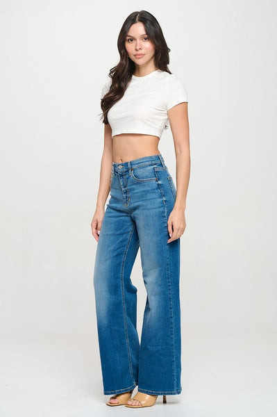 Medium Light High Rise Wide Leg Jeans