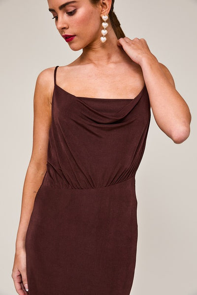 Cowl Neck Bodycon Midi Dress