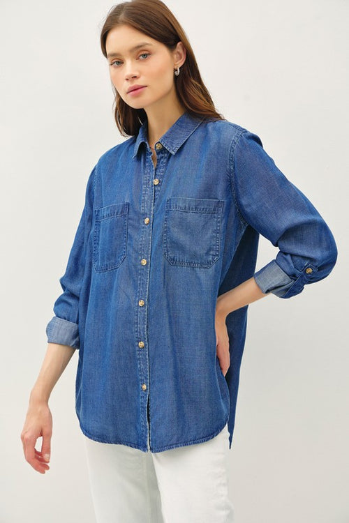 【JEMUT】24SS★ Bellow Washing Denim Shirt Denim Shirt Washed Blue - Washed Blue | Djerf Avenue