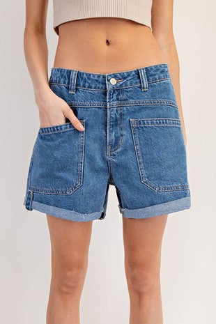Patch Pocket Denim Shorts