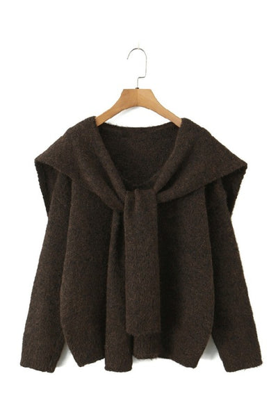 Solid Shawl Knit Sweater