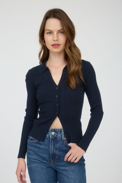 Collared Fitted Sweater Top