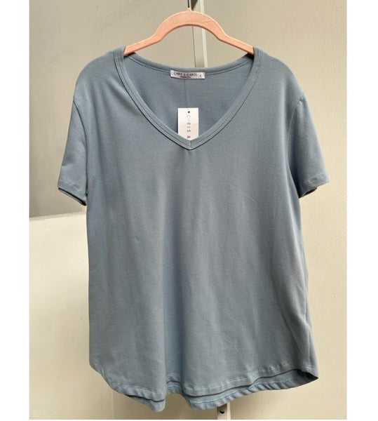 Short Sleeve V Neck Top