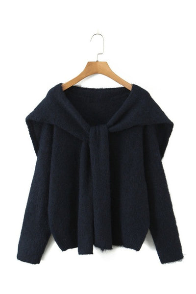 Solid Shawl Knit Sweater