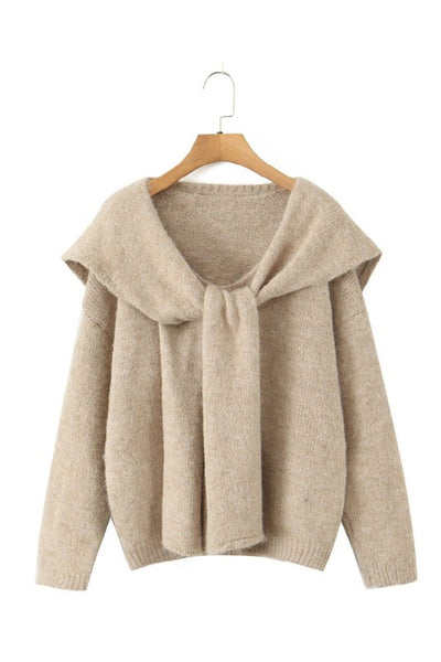 Solid Shawl Knit Sweater