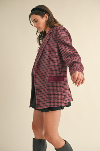 Wool Blend Houndstooth Coat