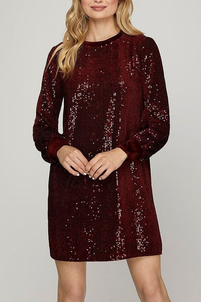 Sequin Velvet Mini Dress