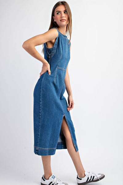 Sleeveless Denim Midi Dress