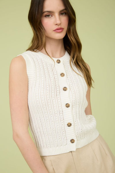 Button Down Sleeveless Cardigan