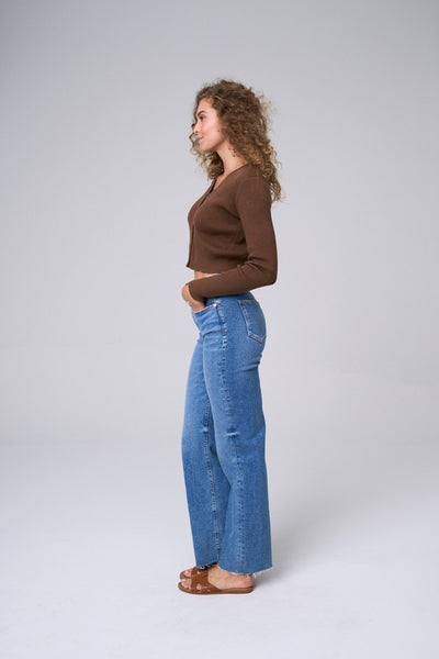 Wide Straight Scissor Hem Jeans