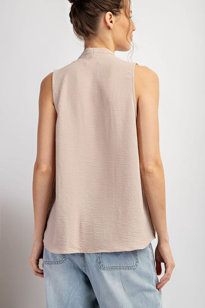 Solid Sleeveless V Neck Top