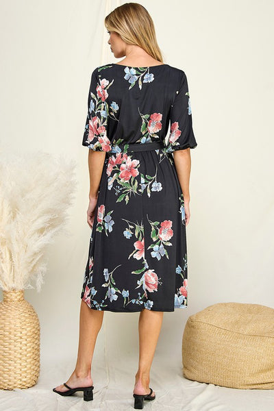 Floral Dress With Quarter Sleeves