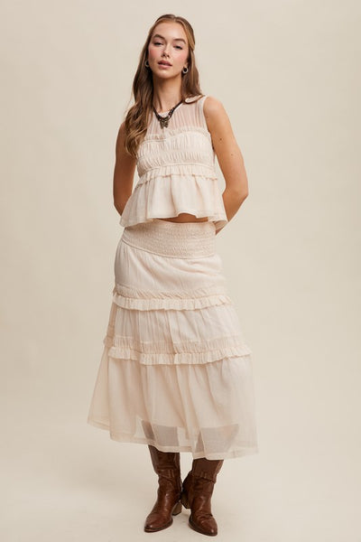 Peplum Top And Ruffle Skirt Set