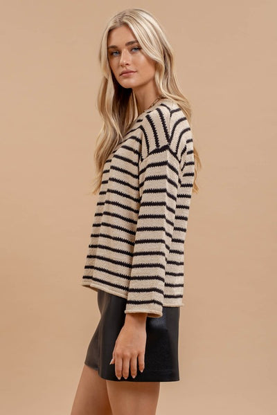 Stripe Boat Neck Knit Sweater