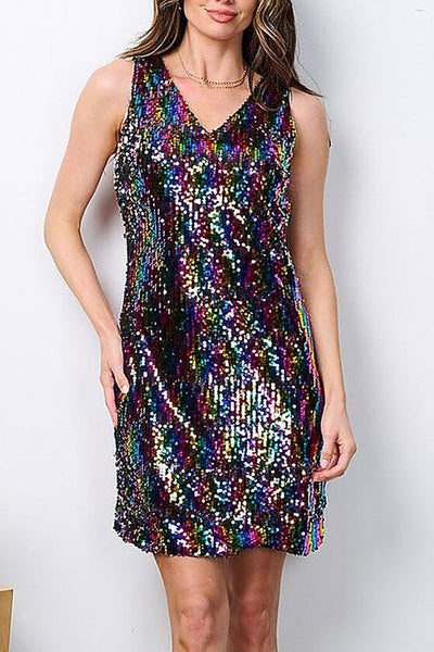 Multi Colour Sequin Mini Dress