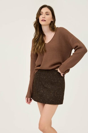 V Neck Drop Shoulder Sweater