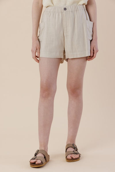 Linen Blend Elastic Shorts