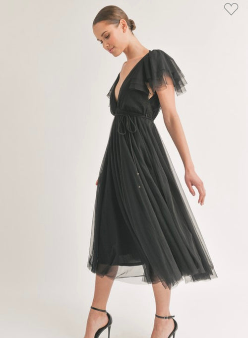 Belted Flutter Sleeve Midi Dress – Unity Clothing Inc. North Vancouver