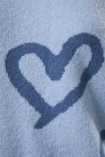 Round Neck Heart Print Sweater