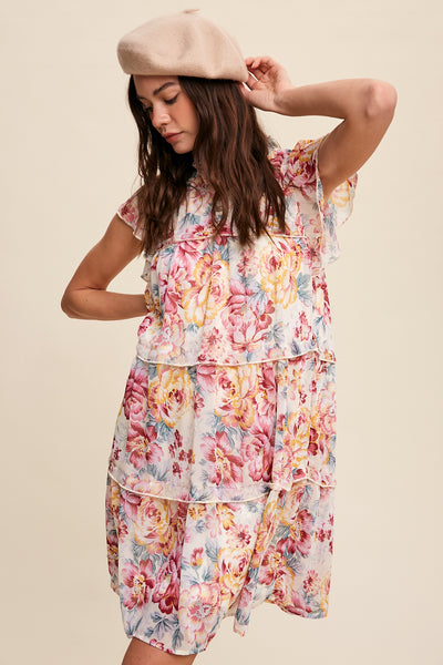 Floral Tiered Base Mini Dress