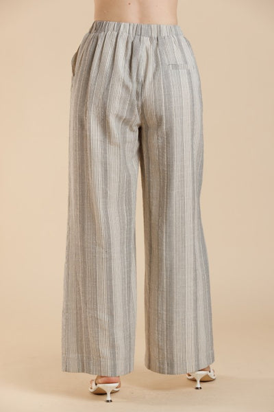 Cotton Stripe Wide Leg Pants
