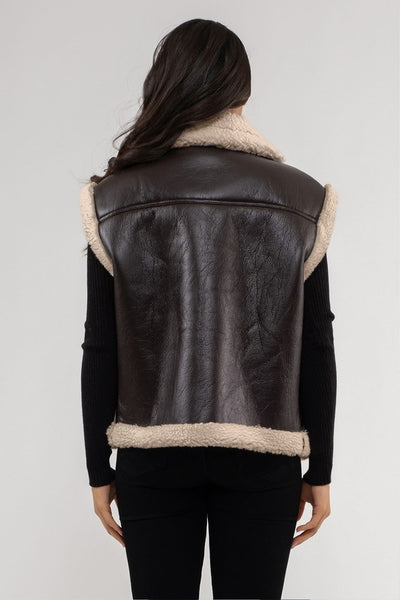 Faux Leather Shearling Vest