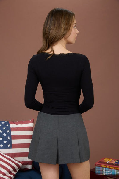 Lace Trim Knit Top