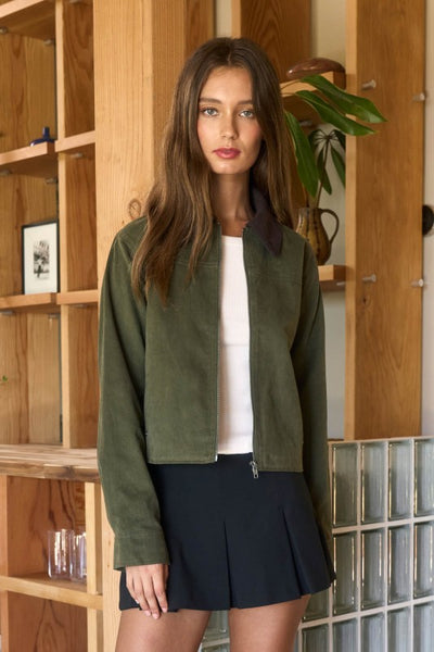 Contrast Corduroy Jacket
