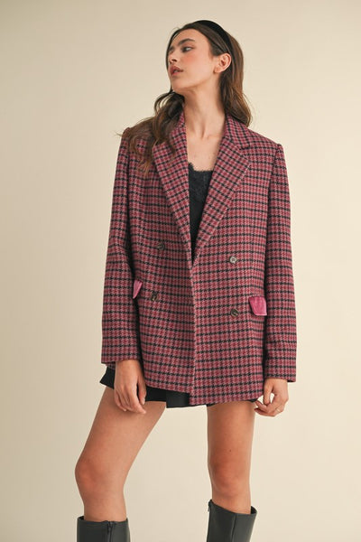 Wool Blend Houndstooth Coat