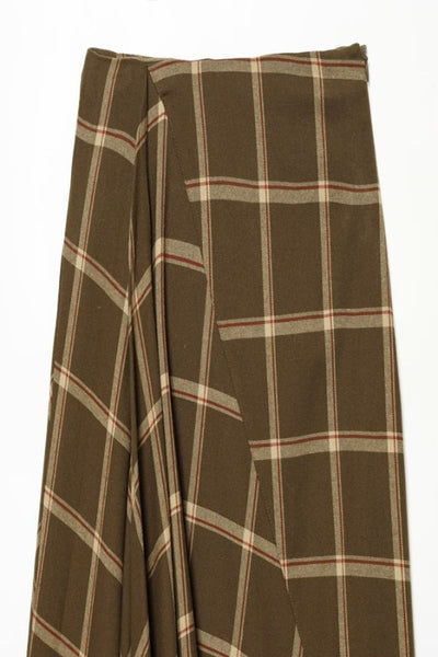 Plaid Ruffle Midi Skirt