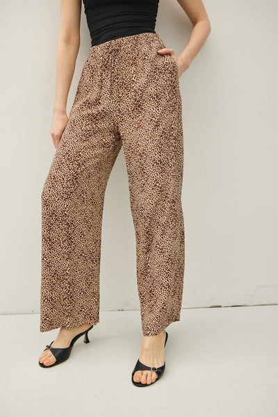 Wide Leg Pants With Leopard Printing