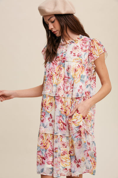 Floral Tiered Base Mini Dress