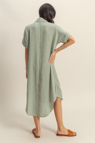 Casual Buttoned Midi Dress