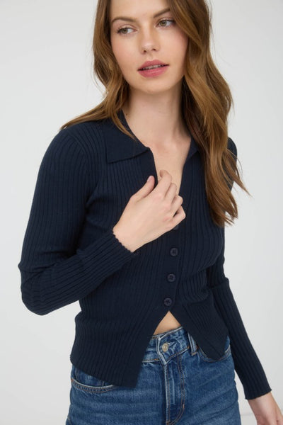 Collared Fitted Sweater Top