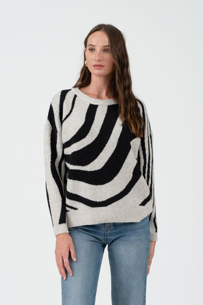 Zebra Print Long Sleeve Sweater