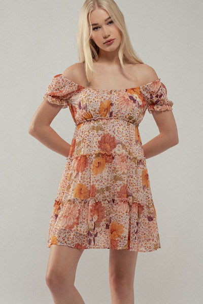 Sunset Bloom Tiered Dress