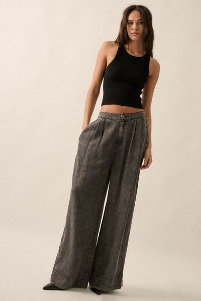 Mineral Washed Wide Leg Pants