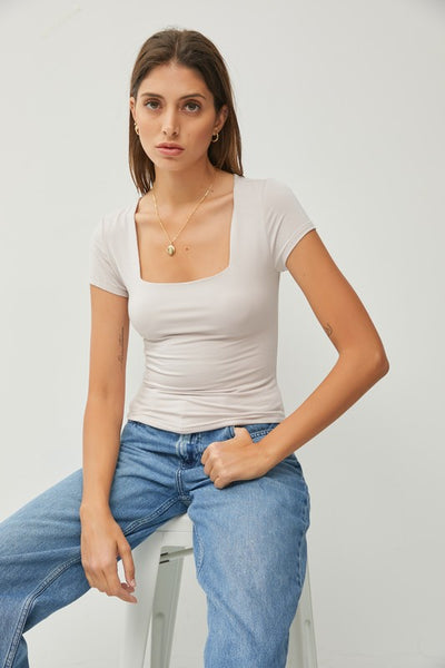 Square Neck Knit Tee