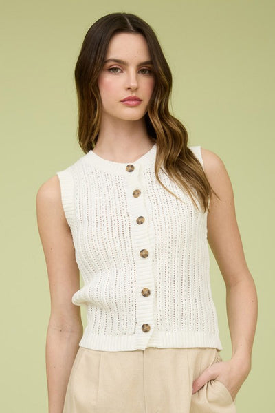 Button Down Sleeveless Cardigan
