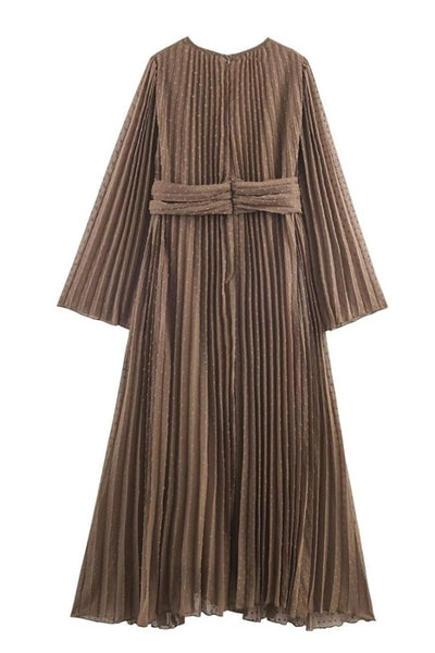 Pleated Long Sleeve Dress