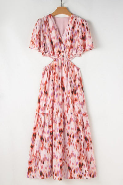 Abstract Flutter Sleeve Dress