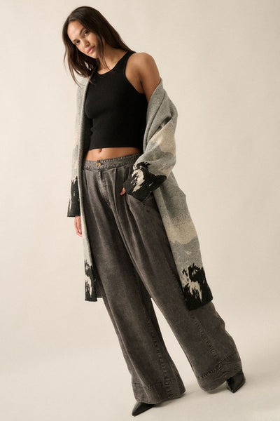 Mineral Washed Wide Leg Pants