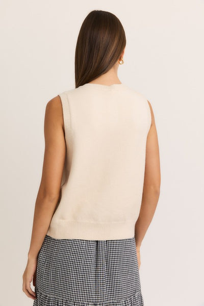 Sleeveless Button Front Sweater Top