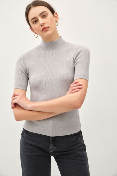 Mock Neck Ribbed Sweater